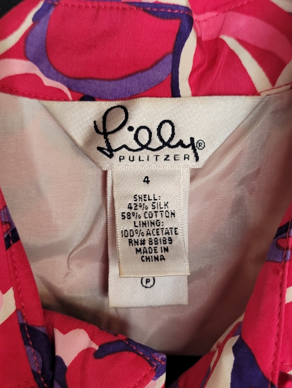 RARE Vintage Lilly Pulitzer WHITE TAG Silk/Cotton Floral Dress Sz 4 Crinoline - Picture 12 of 12